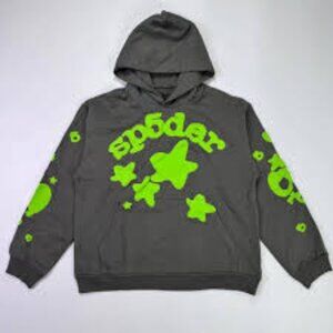 Sp5der Beluga Hoodie Green on Slate Grey